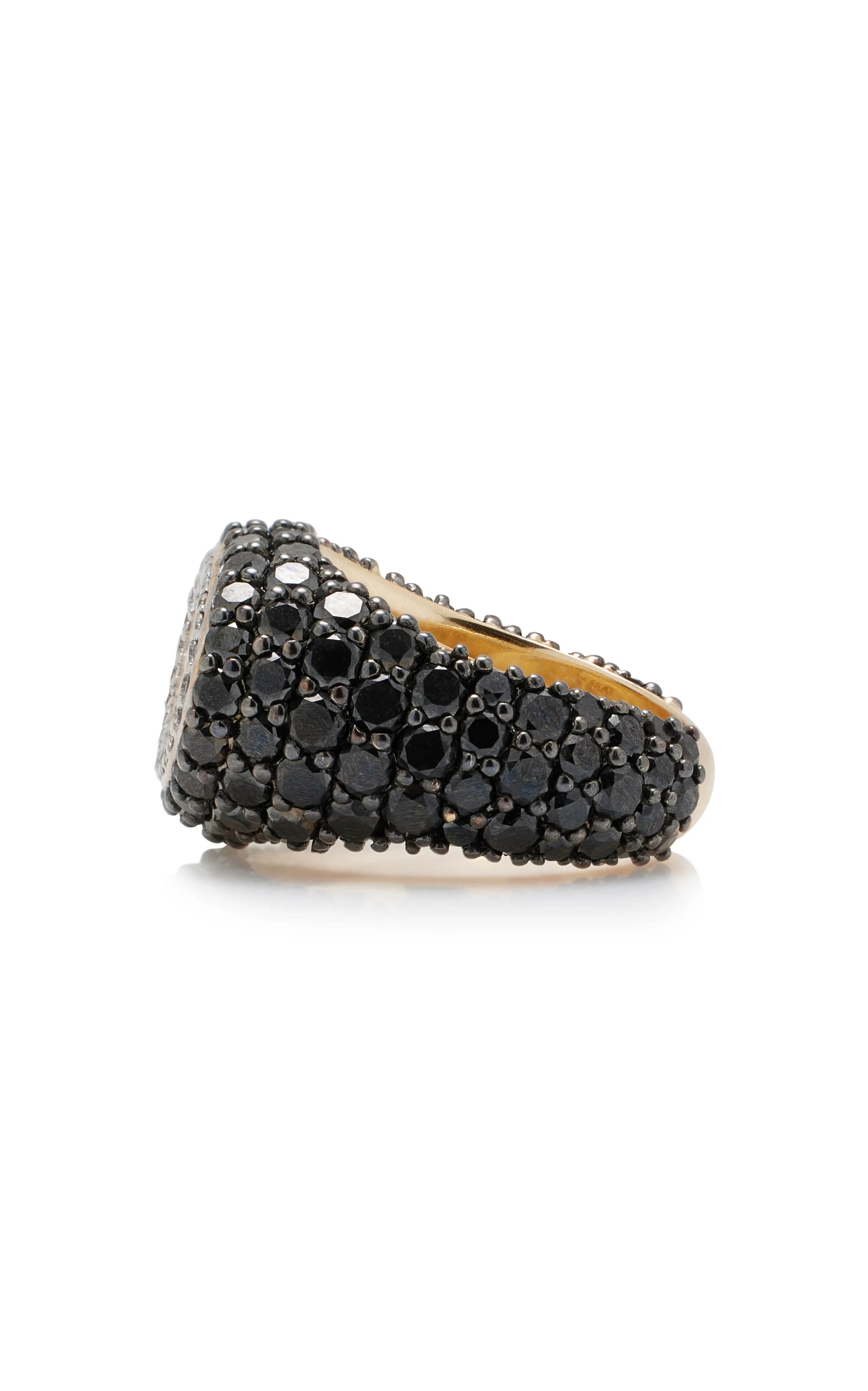 DRU. No 14K Yellow Gold Diamond Signet Ring