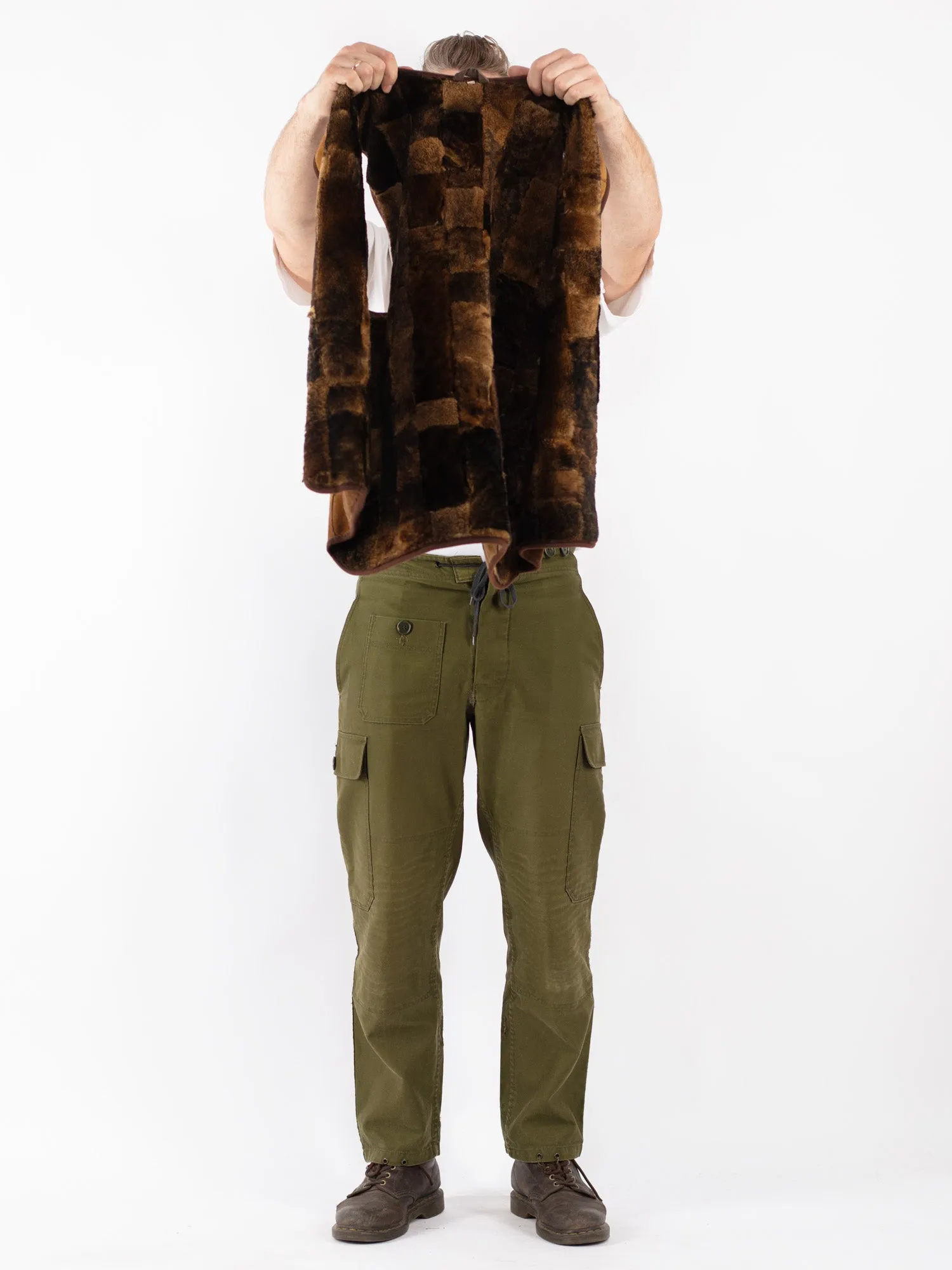 Vintage 70's Men Sheepskin Vest in Brown